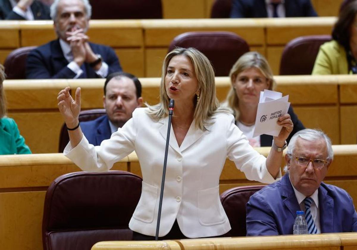 La senadora del PP Alicia García en uno de los Plenos de la Cámara Alta