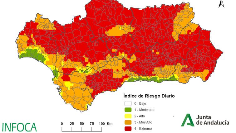 Índice de riesgo de incendio para este sábado 10 de agosto