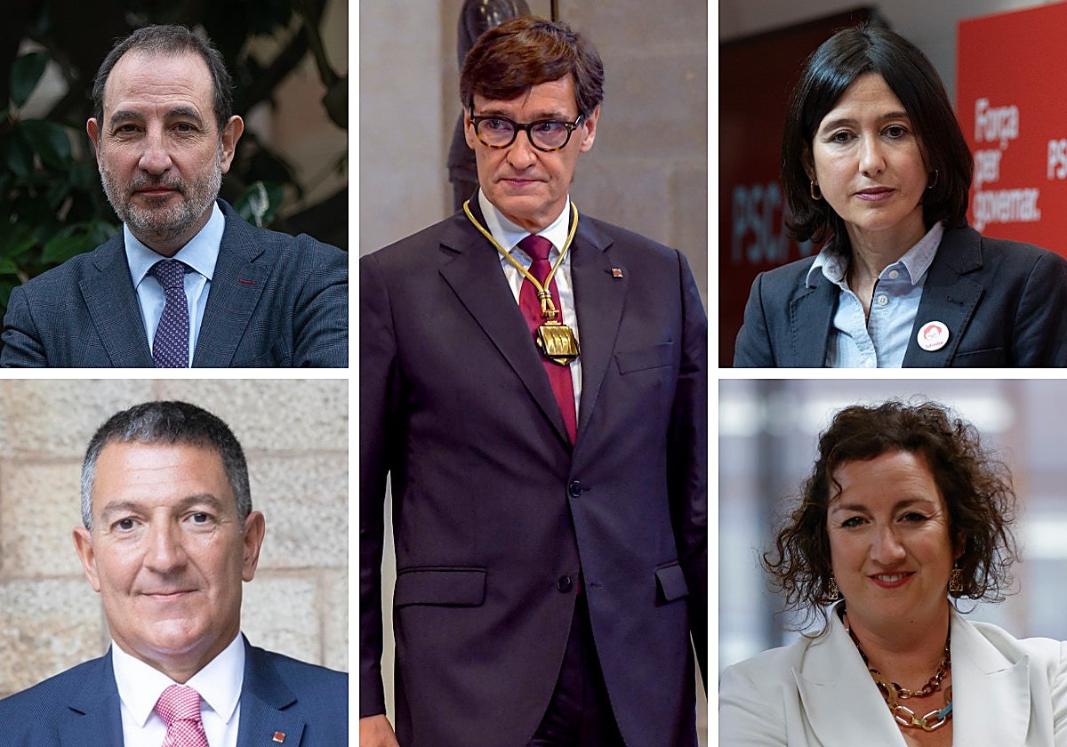 Salvador Illa y los consejeros Ramon Espadaler, Miquel Sàmper, Núria Parlon y Alicia Romero