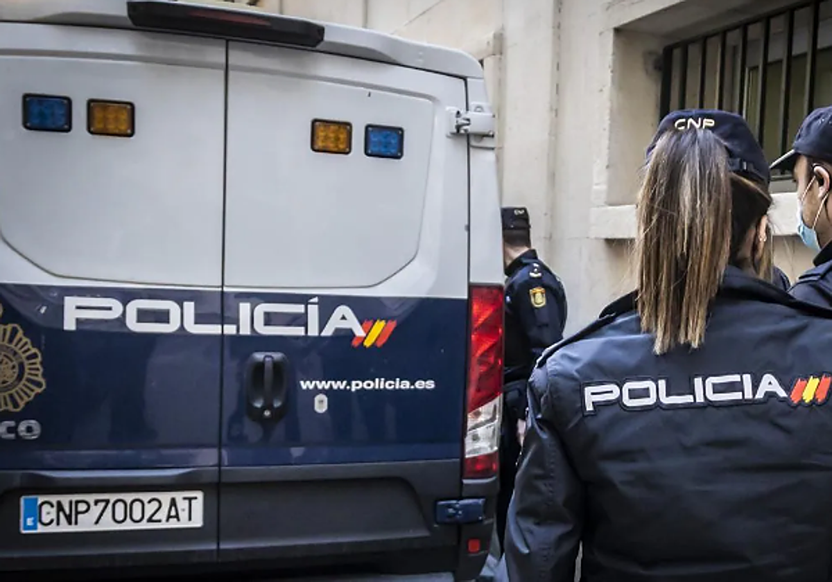 Imagen de recurso de varios agentes de la Policía Nacional junto a un furgón.
