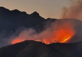 Vecinos de Peña Escrita, en Almuñécar, abandonan sus casas por la cercanía del incendio forestal