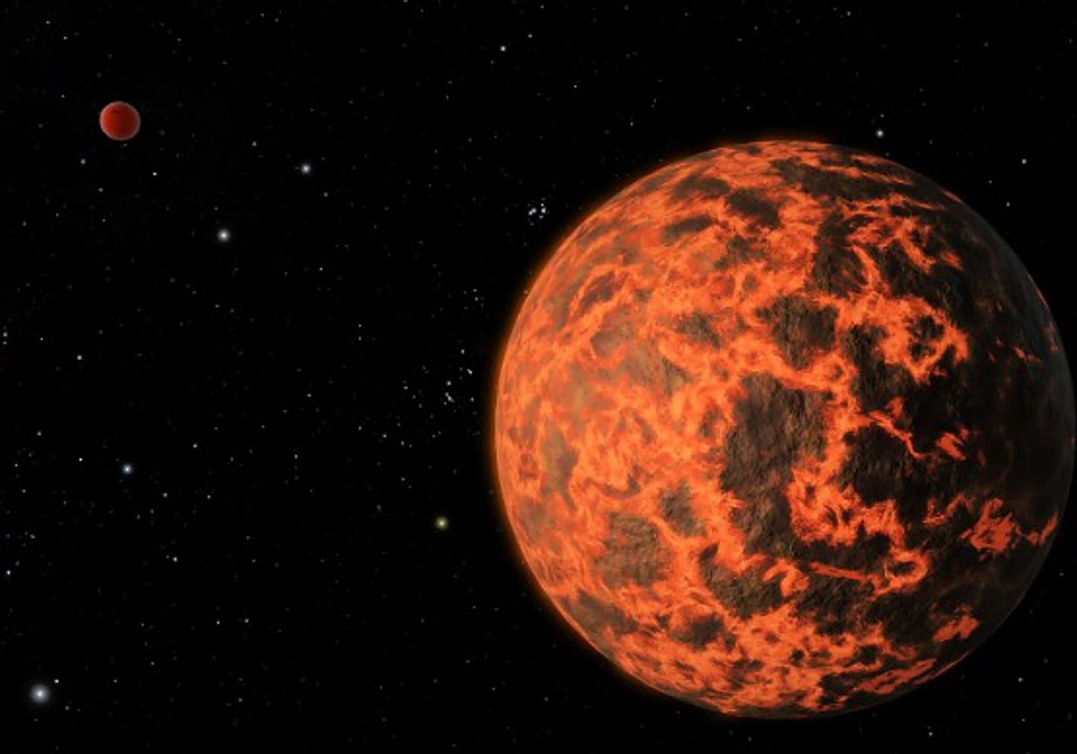 Ilustración de un exoplaneta con una atmósfera evaporada por la radiación de su estrella