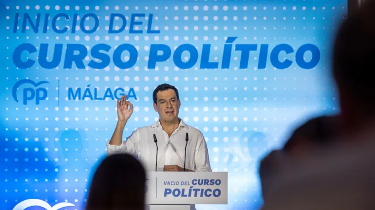 Juanma Moreno durante su discurso en Málaga