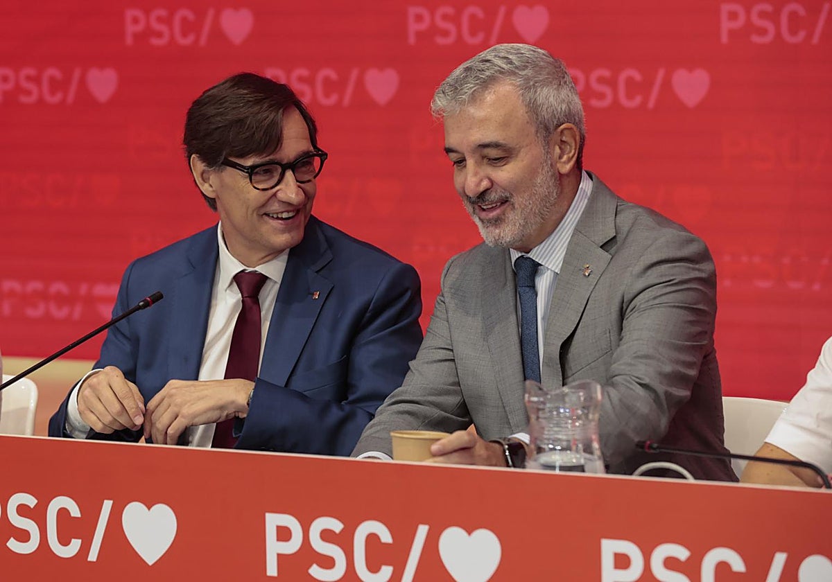 Salvador Illa y Jaume Collboni, en la ejecutiva del PSC de esta mañana