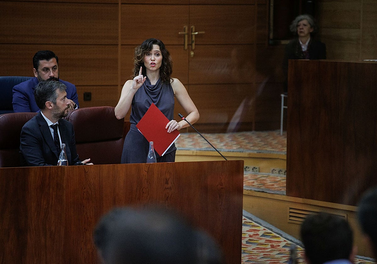 Isabel Díaz Ayuso, en una intervención en la Asamblea de Madrid
