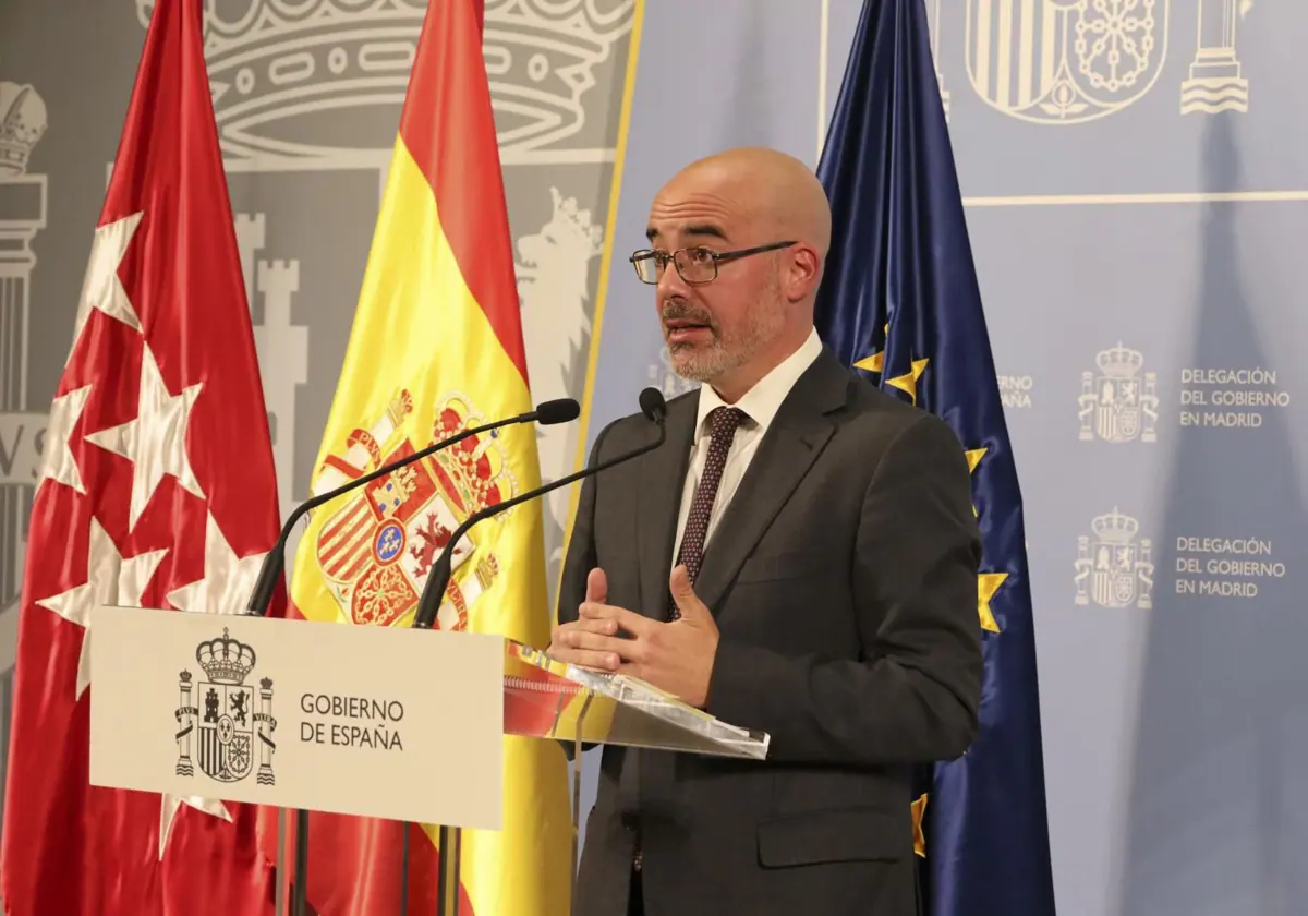 El delegado del Gobierno en Madrid, Francisco Martín, durante su comparecencia sobre los datos de criminalidad