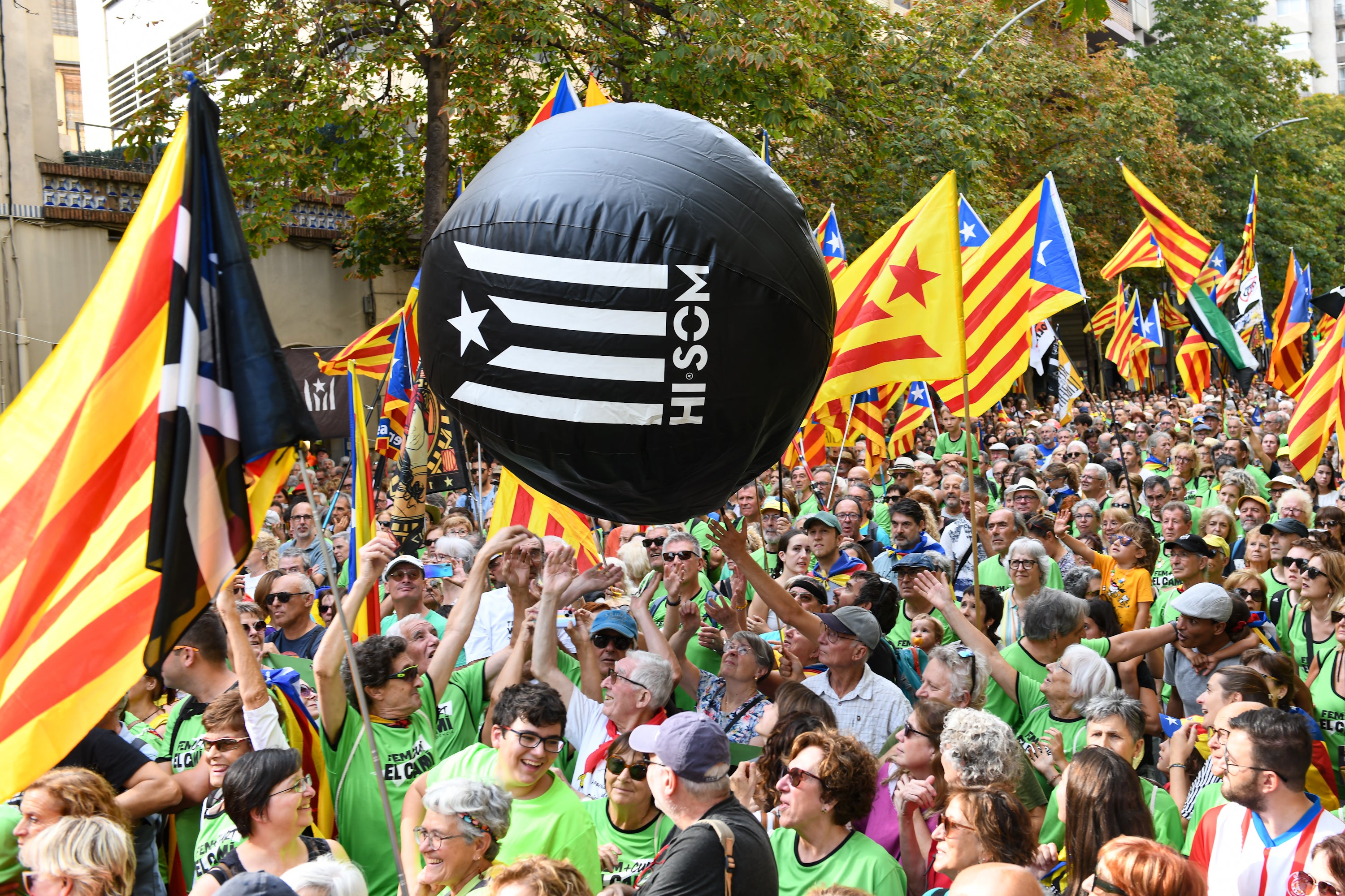 Asistentes a la manifestación de la Diada en Gerona.