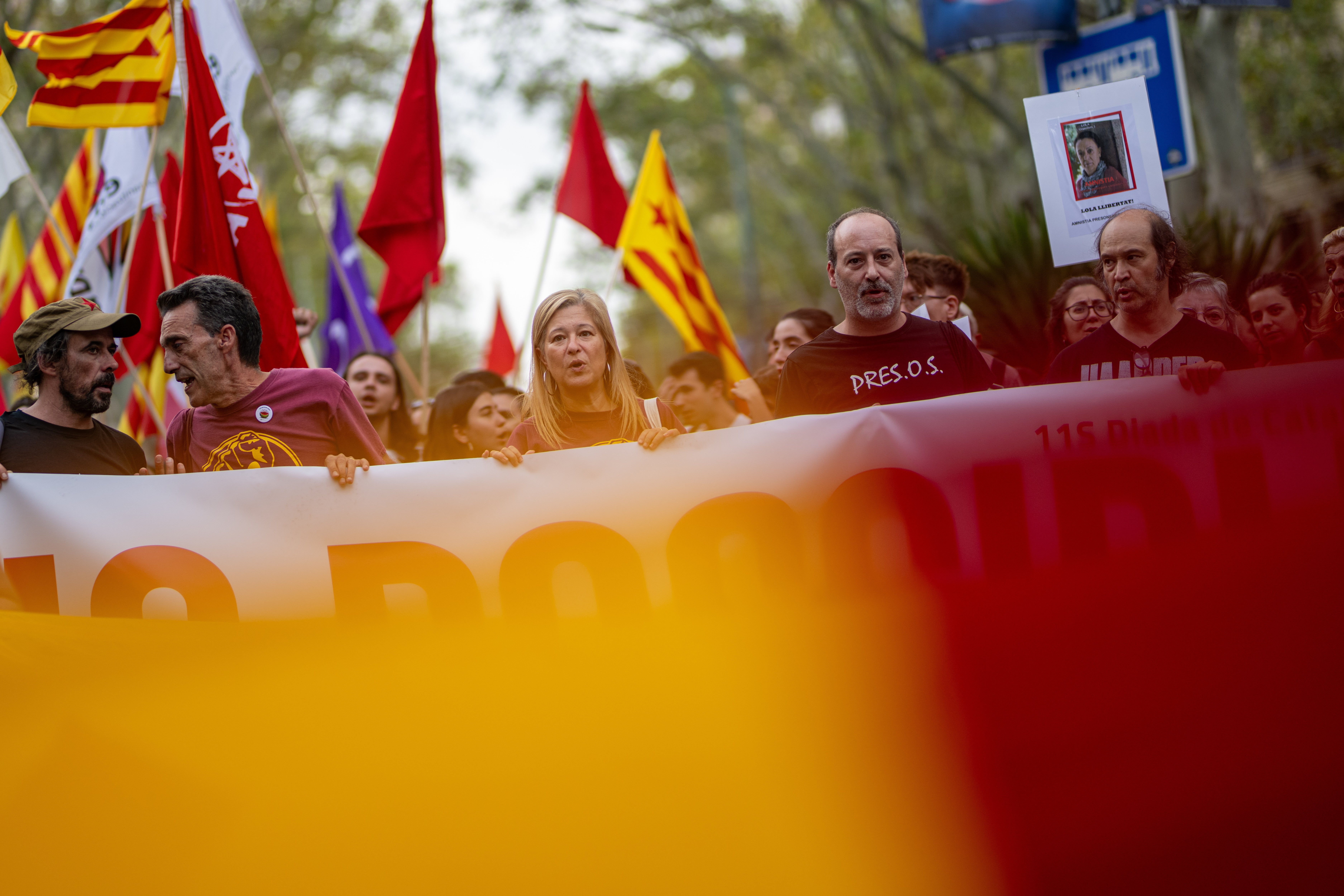 Manifestación de la Diada en plaza Urquinaona, Barcelona.