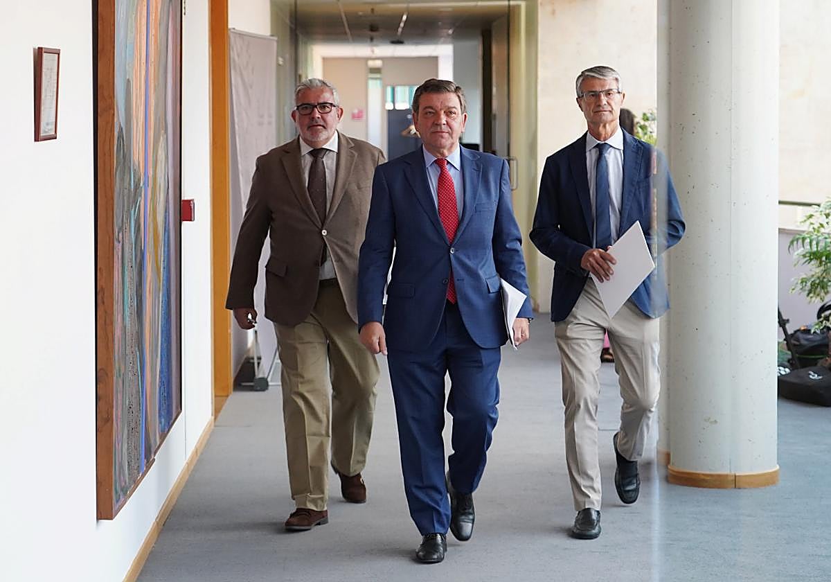 Gago, ayer a su llegada al Consejo de Cooperación Local