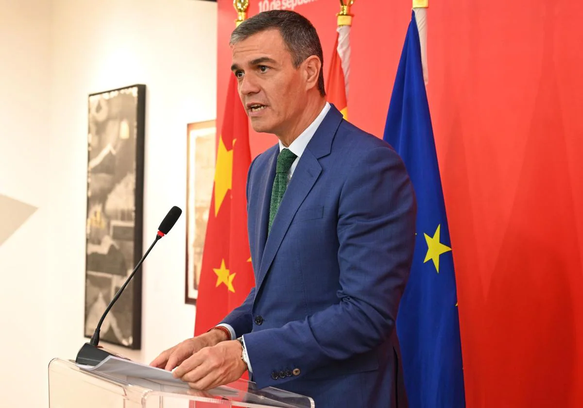 Pedro Sánchez, durante su intervención en China.