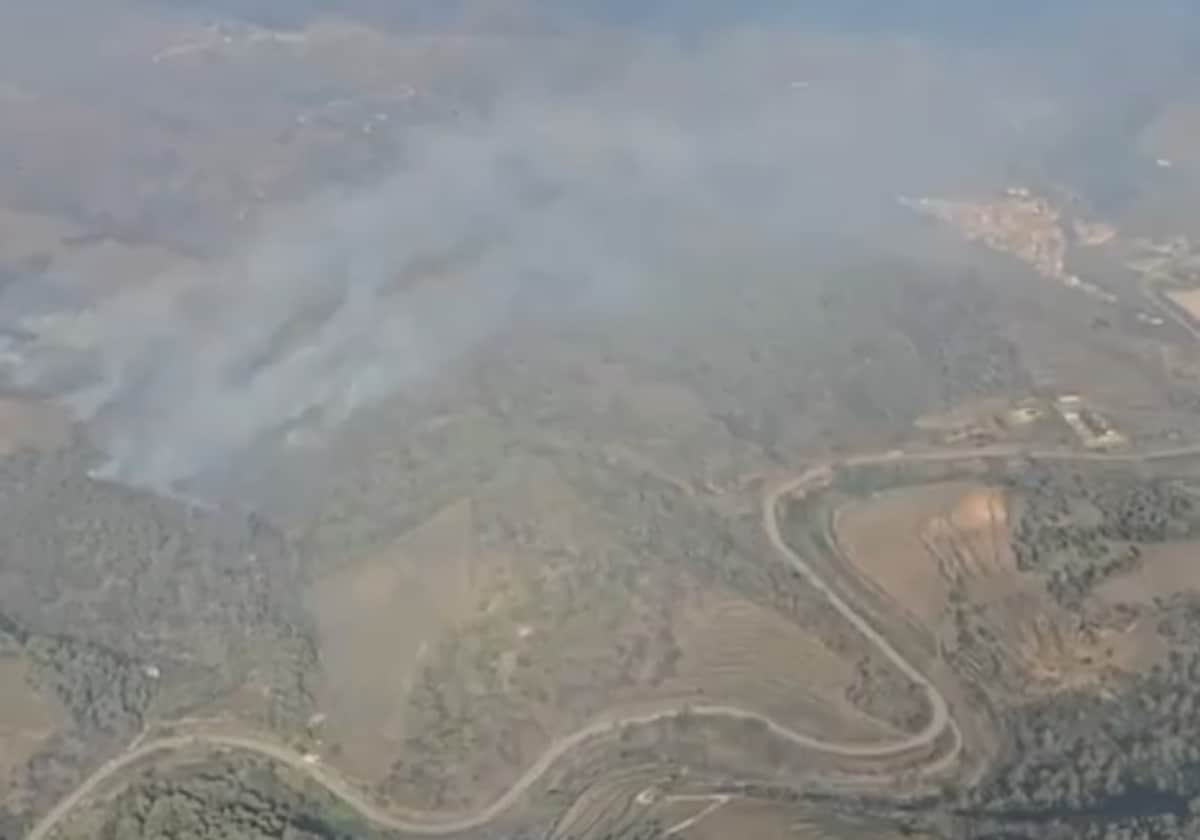 Vista área del incendio de Porreres (Tarragona)