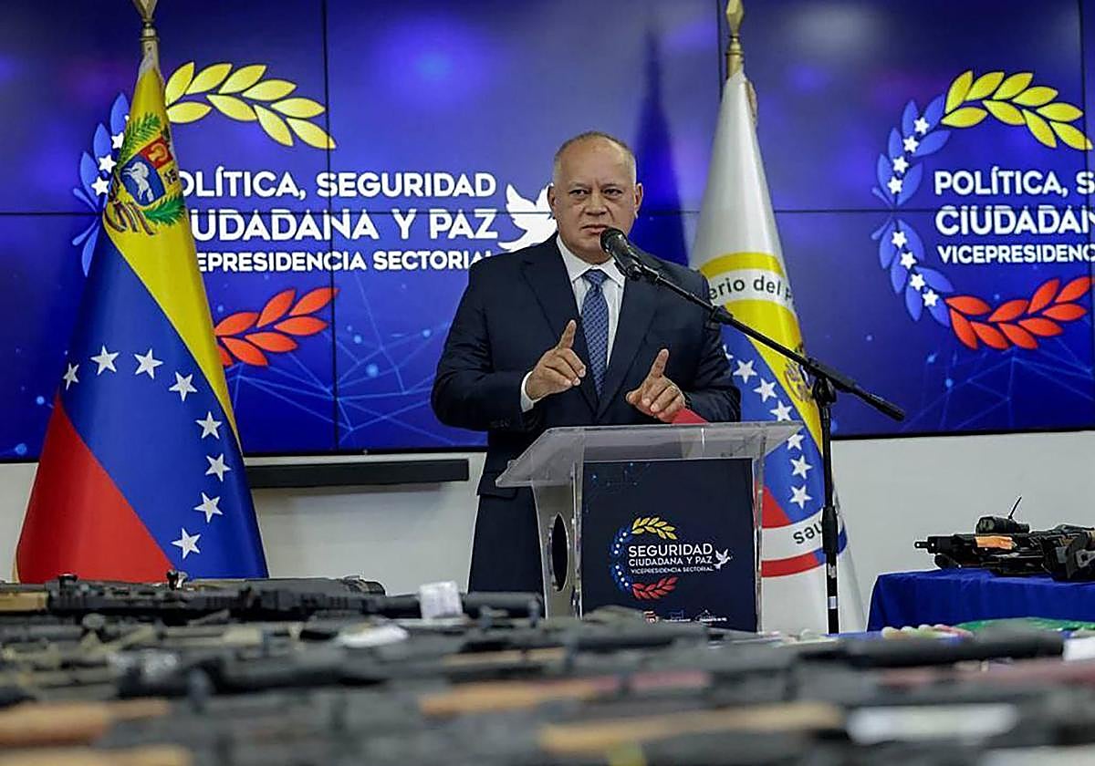 Diosdado Cabello en la rueda de prensa en la que informó