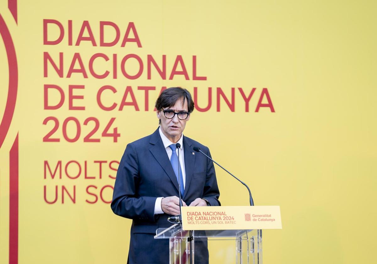 El presidente de la Generalitat de Cataluña, Salvador Illa durante el acto de celebración de la Diada Nacional de Cataluña 2024