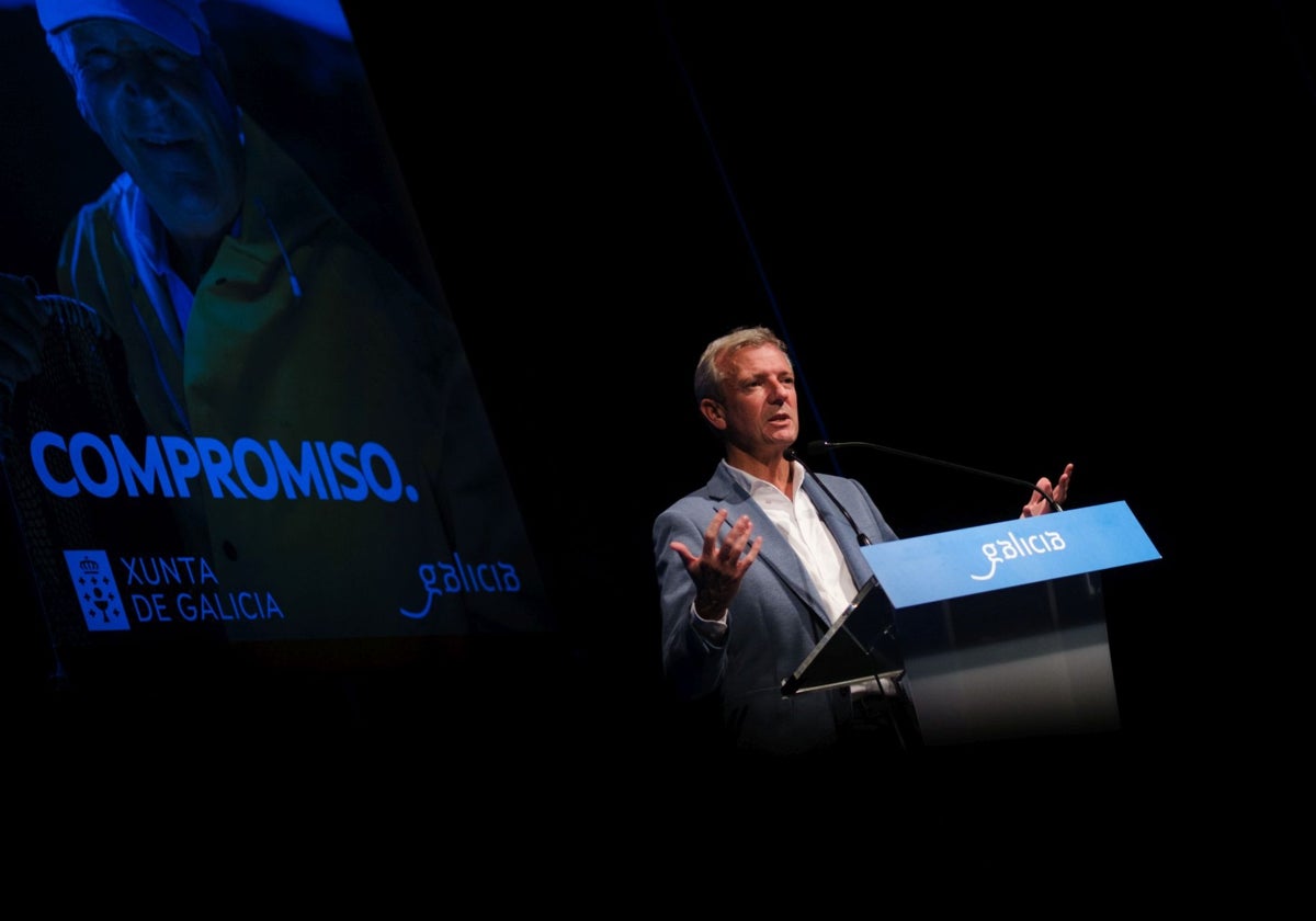 El presidente de la Xunta, Alfonso Rueda, durante su intervención en la presentación del plan