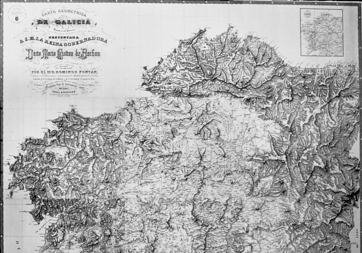Sector de la Carta Geométrica de Galicia de Domingo Fontán