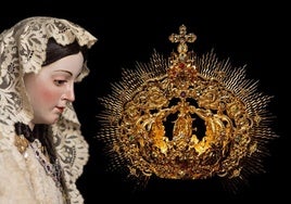La corona de la Pastora de Málaga en detalle: símbolos franciscanos, flores y elementos campestres