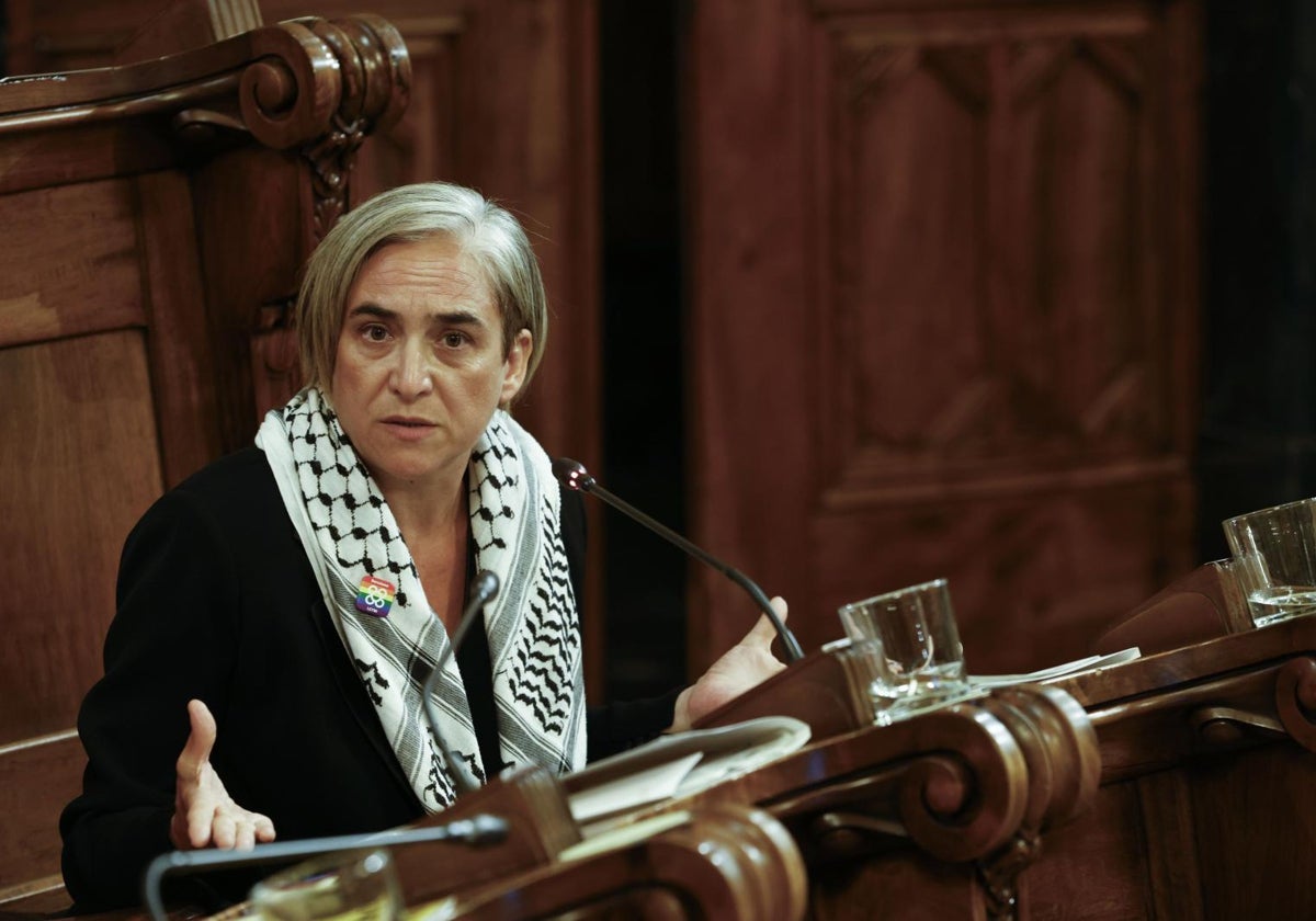 La concejal de Comuns, Ada Colau, durante el Consejo Municipal de Barcelona