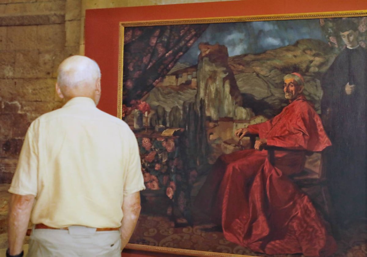 'El cardenal', retrato con Sepúlveda al fondo, cuadro del Museo de Bellas Artes de Bilbao incluido en la muestra