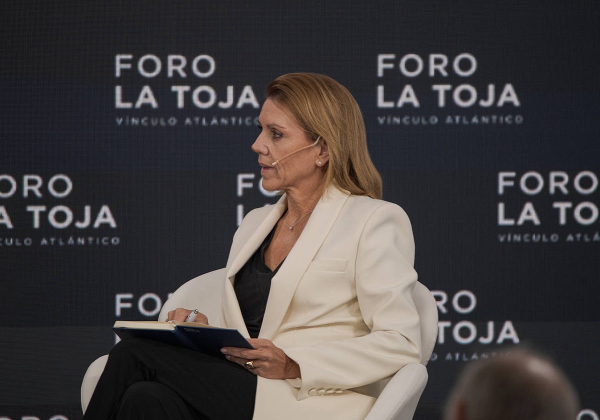 La exministra María Dolores de Cospedal, durante la segunda jornada del Foro La Toja