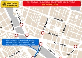 Calles cortadas al tráfico en Valencia el miércoles 9 de octubre por los Moros y Cristianos, la Procesión Cívica y las manifestaciones