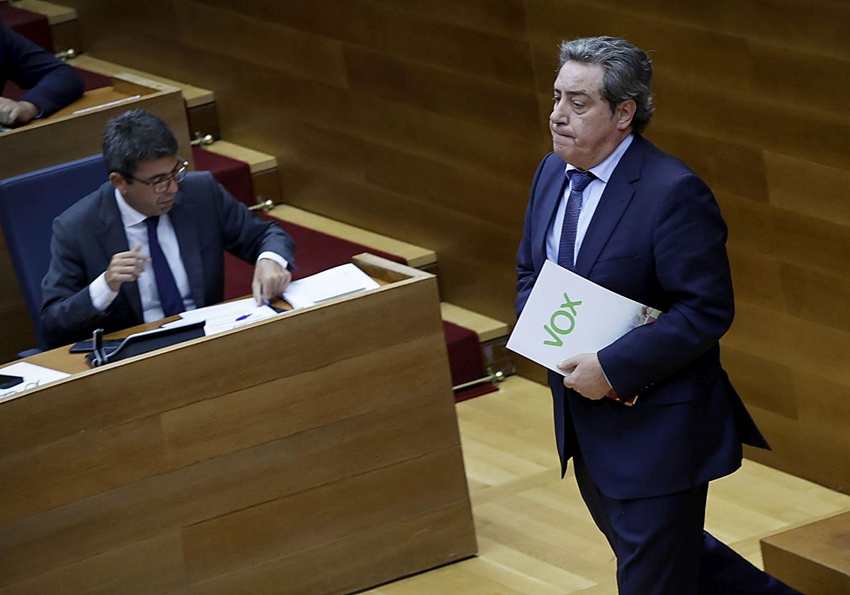 Imagen del síndic de Vox, José María Llanos, en las Cortes Valencianas
