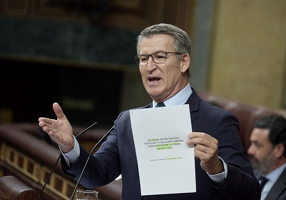 Alberto Núñez Feijóo, con el pacto de política migratoria alcanzado con Canarias