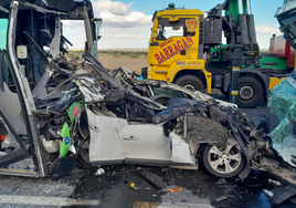 Diez heridos en un accidente múltiple entre un autobús, dos camiones caja y un turismo en Brunete