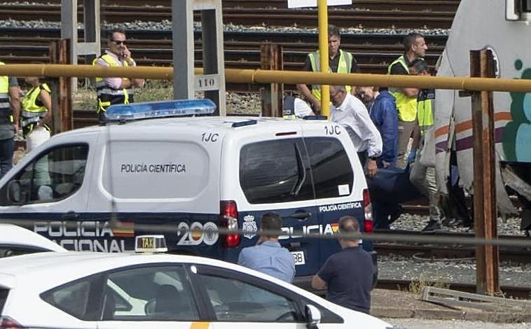 Imagen principal - Arriba, dispositivo de búsqueda en la estación de Santa Justa; debajo, momento en el que se descubrió el cuerpo de Álvaro; a la derecha, misa funeral por la muerte del joven