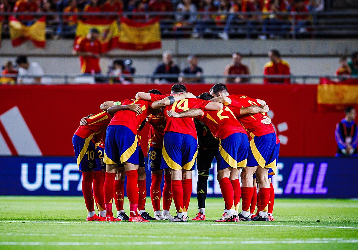 La selección española durante su partido en Murcia el pasado sábado