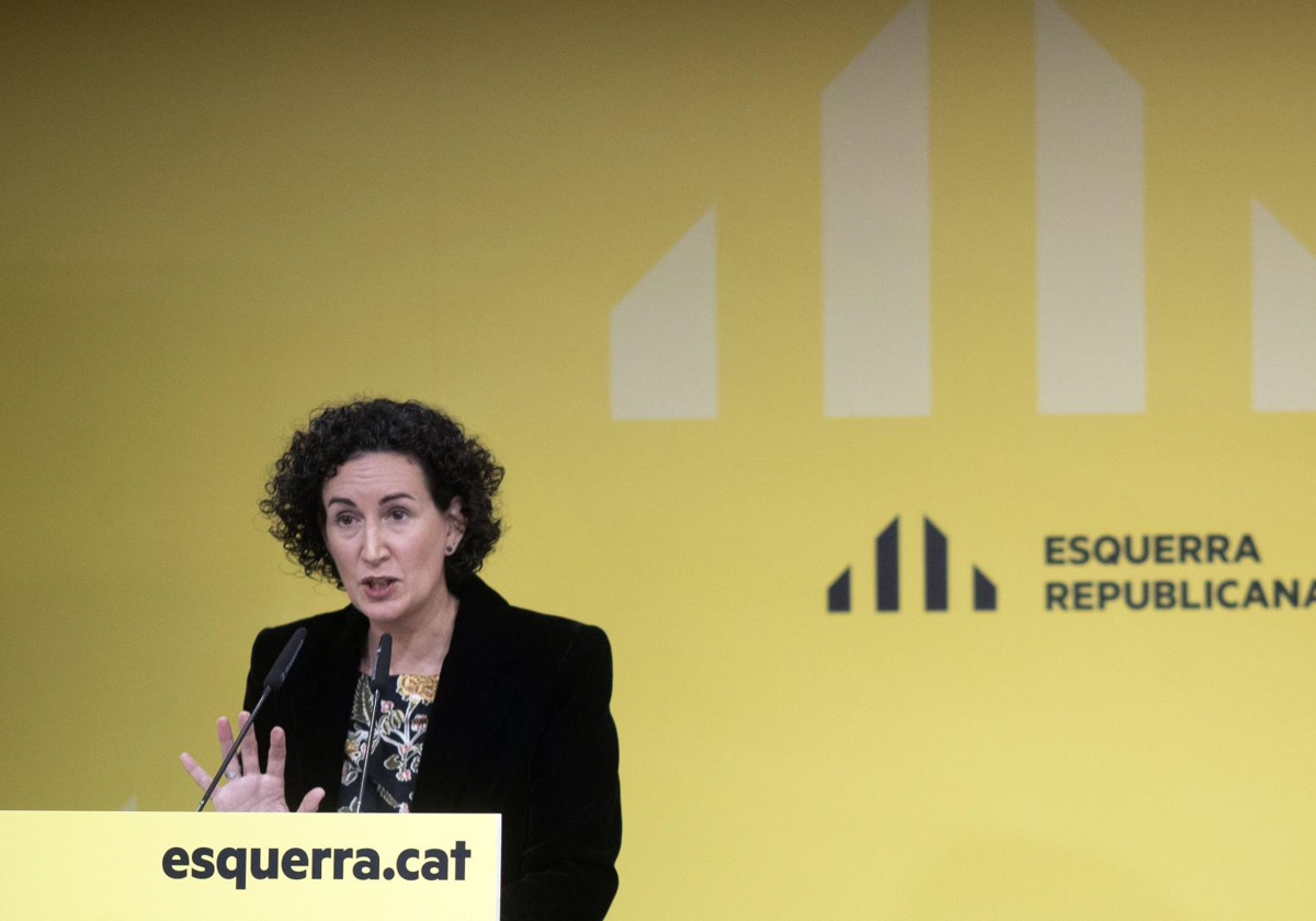 Marta Rovira, hoy, durante su conferencia de despedida como secretaria general del partido