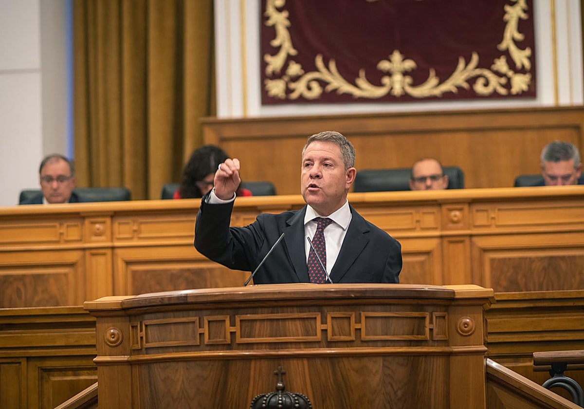 El presidente de Castilla-La Mancha, Emiliano García-Page, durante el debate del estado de la región