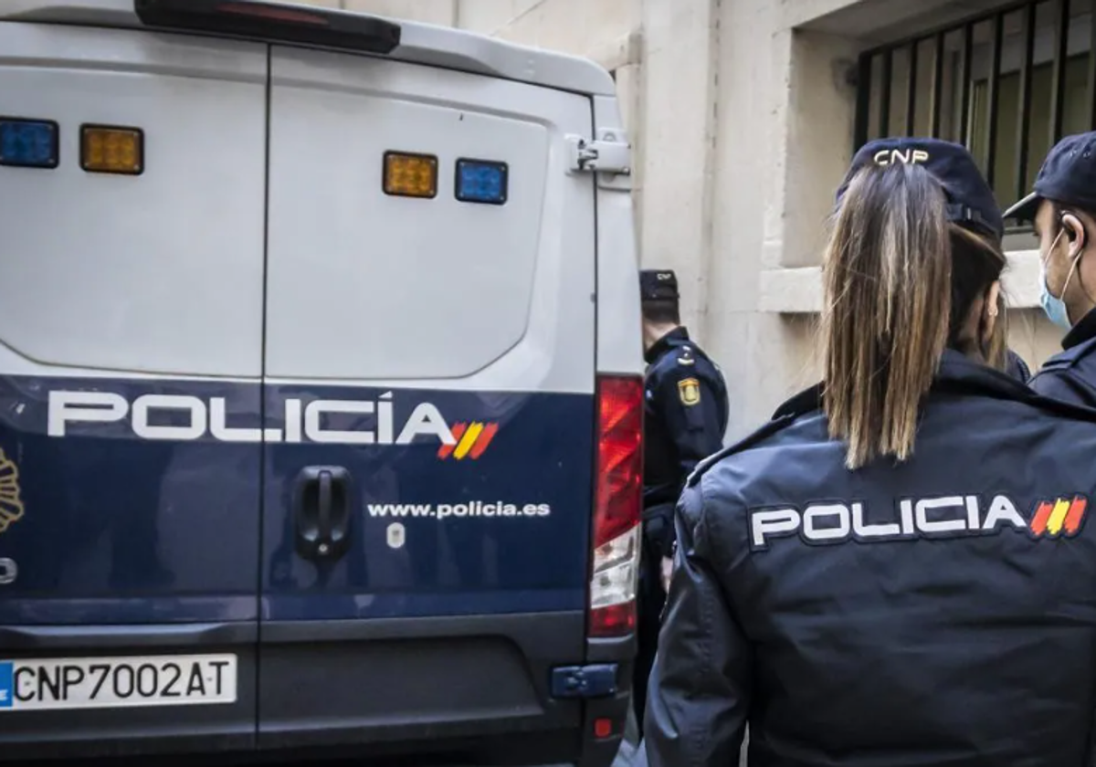 Imagen de recurso de varios agentes de la Policía Nacional junto a un furgón