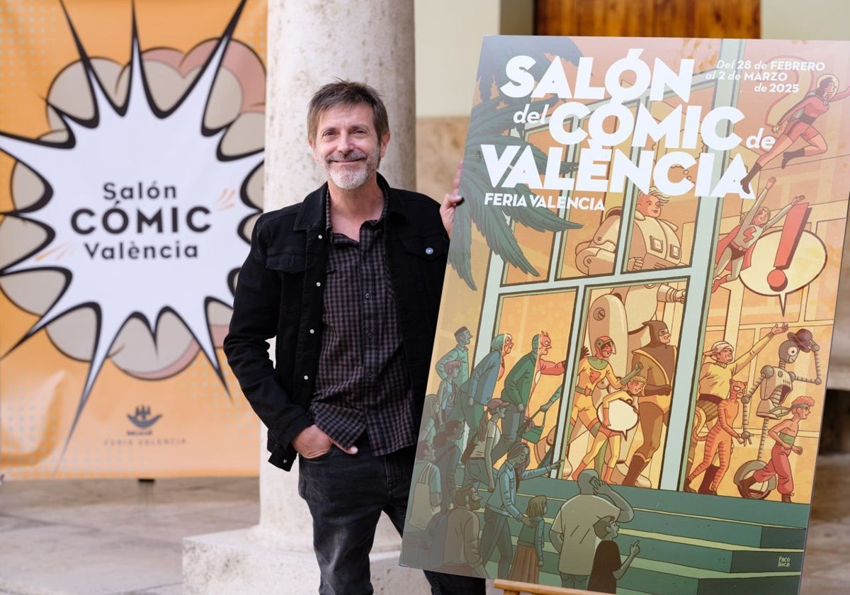 Imagen de Paco Roca durante la presentación del cartel oficial del Salón del Cómic de Valencia 2025