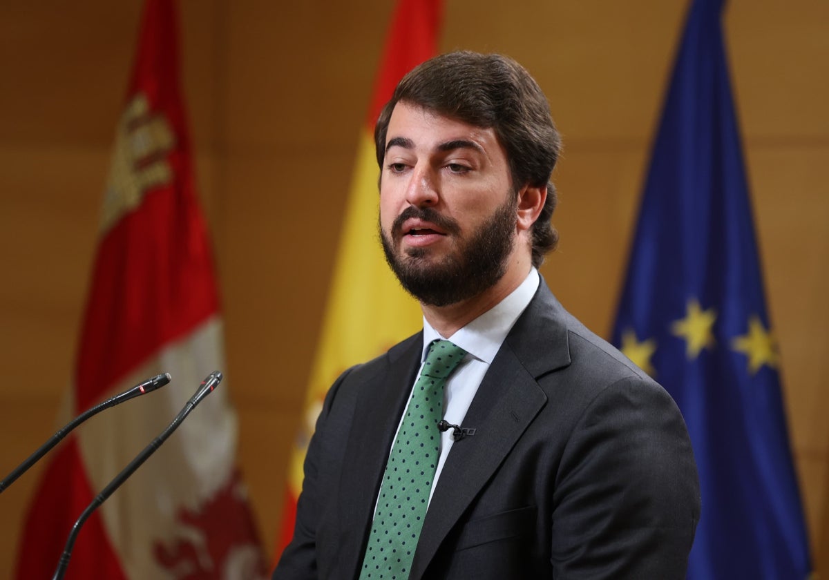 El exvicepresidente de la Junta y portavoz de Vox en las Cortes, Juan García-Gallardo durante la rueda de prensa