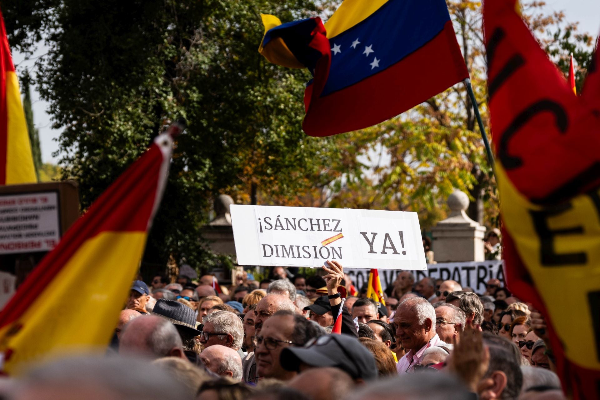 Pancarta «Sánchez dimisión»