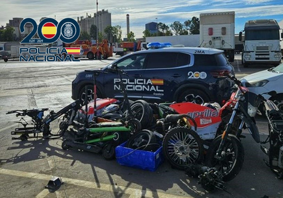 Imagen de algunas de las motos robadas en la localidad valenciana de Sagunto