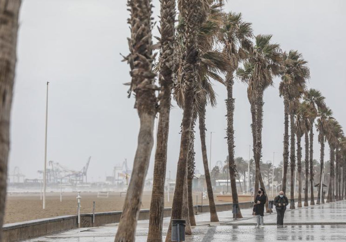 Imagen de archivo de un día de lluvia en Valencia