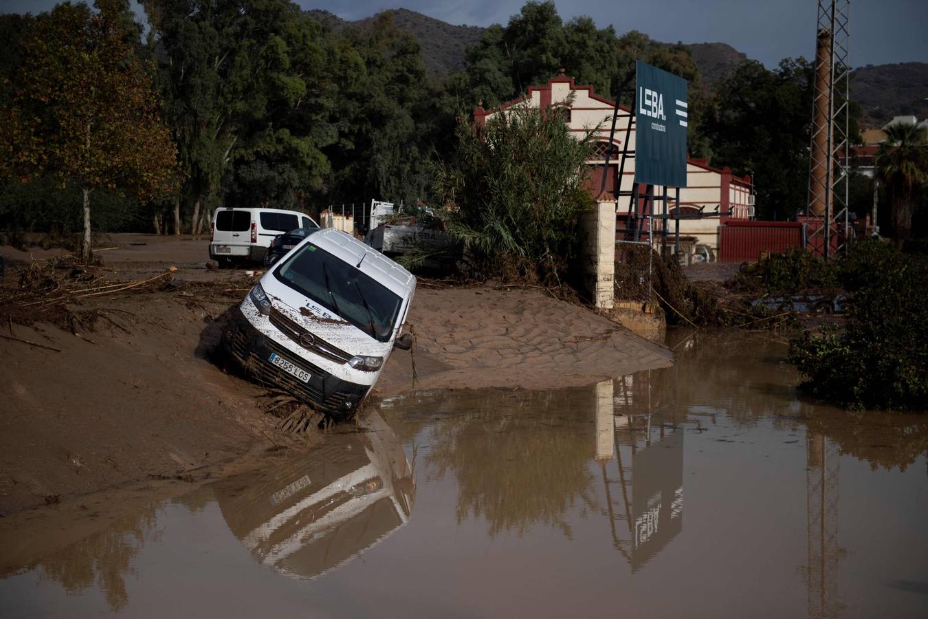 Imagen de la localidad malagueña de Álora tras el desborde del río Guadalhorce