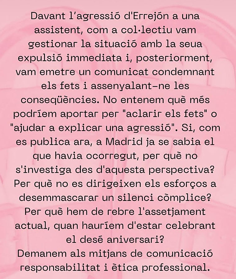 Comunidado del Tremenda Fem Fest por el caso Errejón
