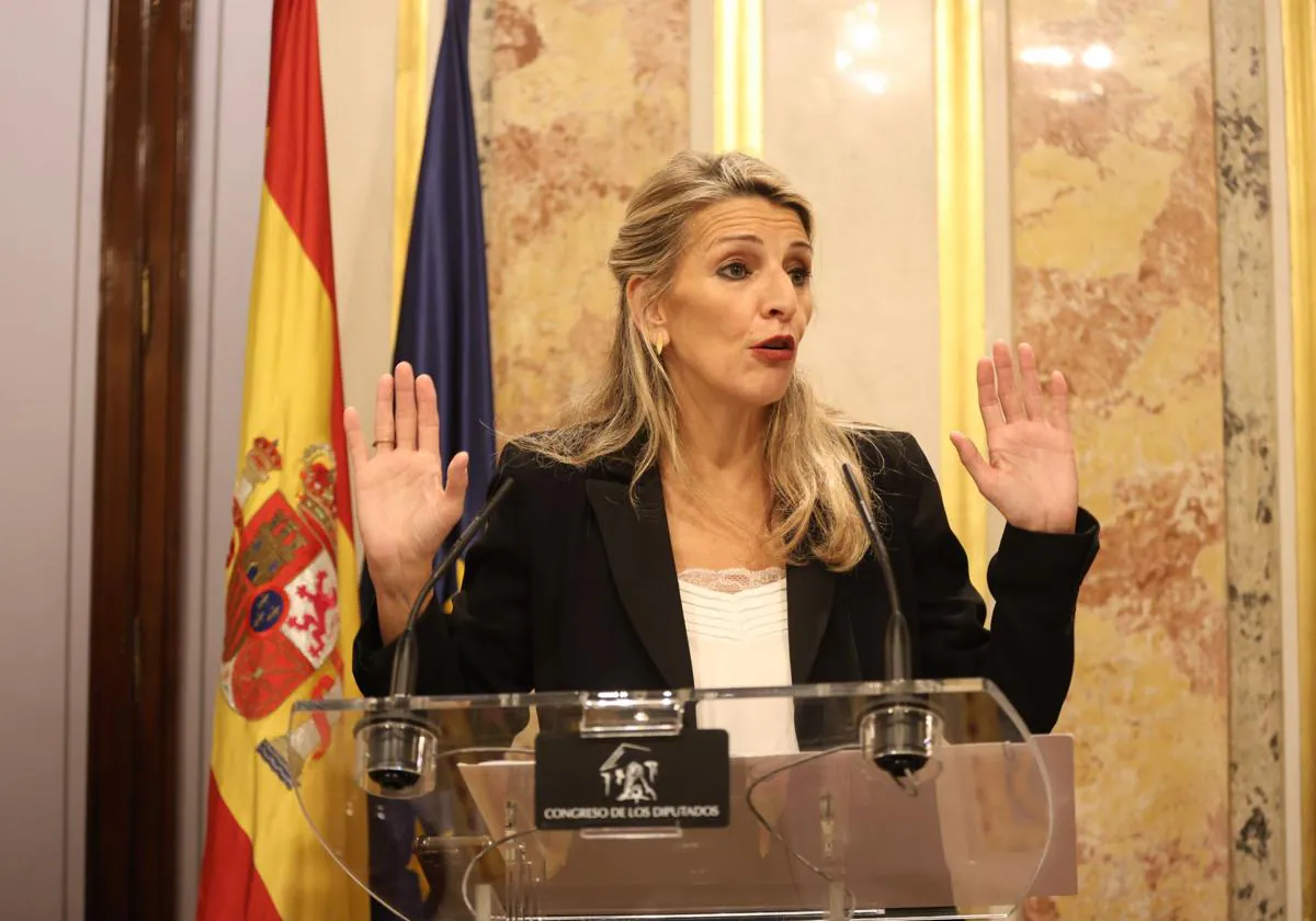 La vicepresidenta segunda del Gobierno Yolanda Díaz, ayer, en el Escritorio del Congreso