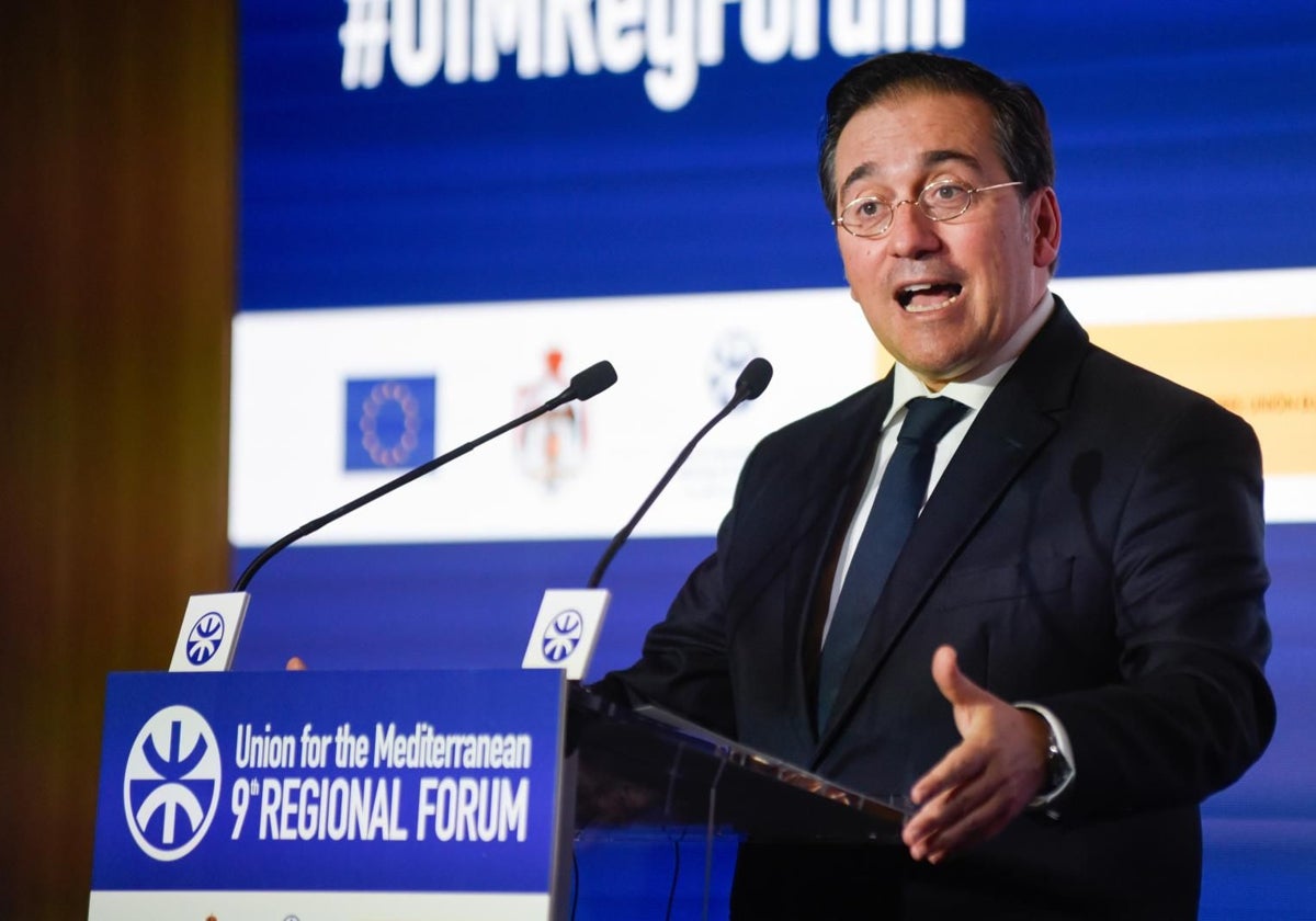 El ministro de Exteriores, José Manuel Albares, el lunes 28 de octubre, en Barcelona