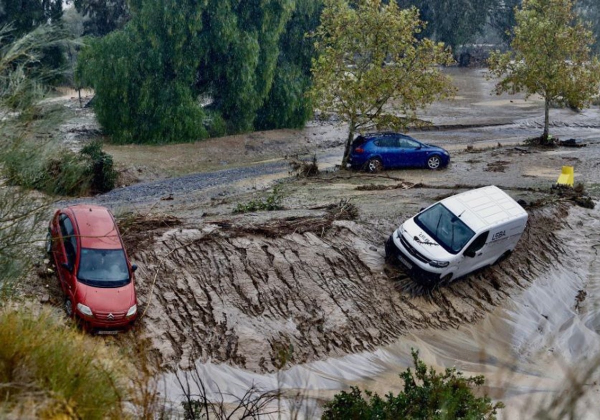 Coches destrozados tras el paso del la Dana en la provincia de Málaga