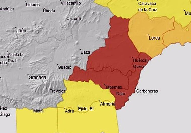 Última hora de la alerta en Almería por fuertes lluvias y