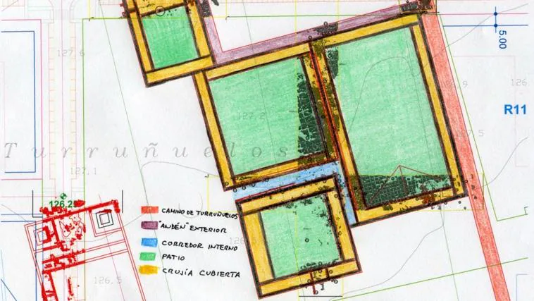 Sobre plano, complejo de dimensiones hallado en Huerta Santa Isabel Oeste