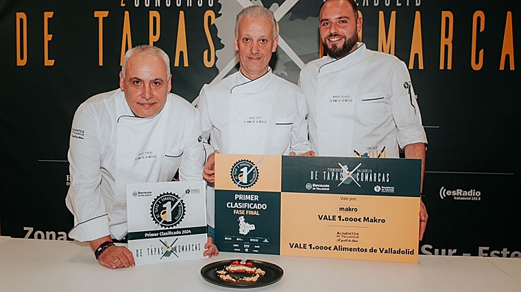 Ganadores del concurso 'Tapas por Comarcas'. Debajo, otra de las elaboraciones