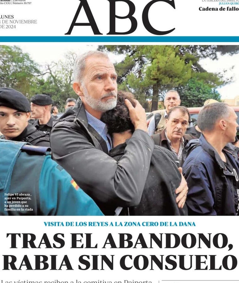 Portada de ABC del lunes 4 de noviembre de 2024