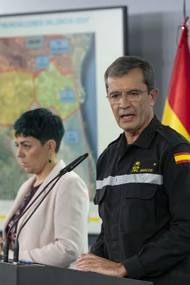 Jefe de la Unidad Militar de Emergencias (UME), teniente general Javier Marcos, en el Palacio de la Moncloa