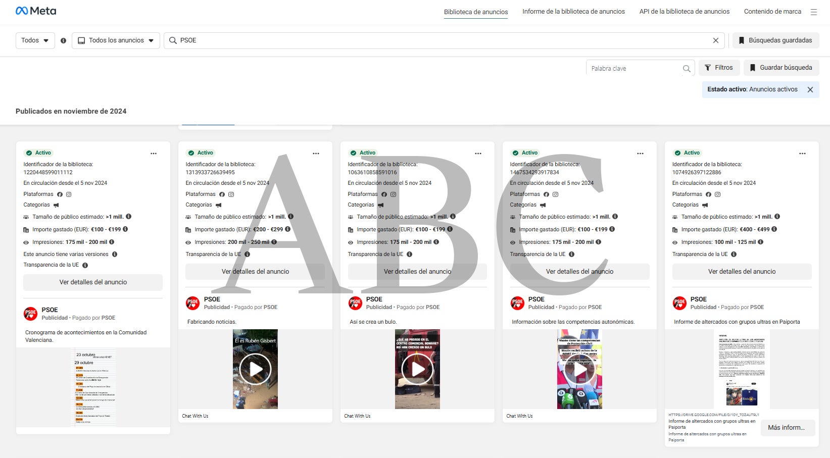 Imagen secundaria 1 - El PSOE gasta dinero en campañas de redes sociales para criticar la gestión de la DANA de Mazón y después las borra