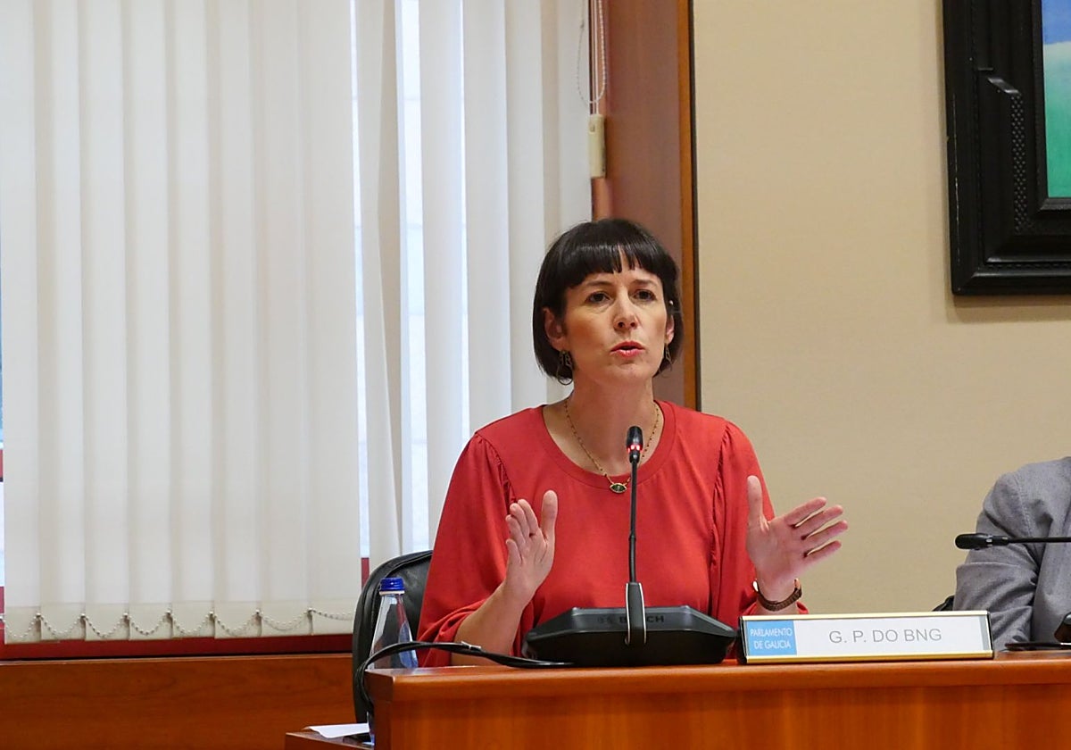 Los dipuados nacionalistas Ana Pontón y Luis Bará durante la reunión de la comisión