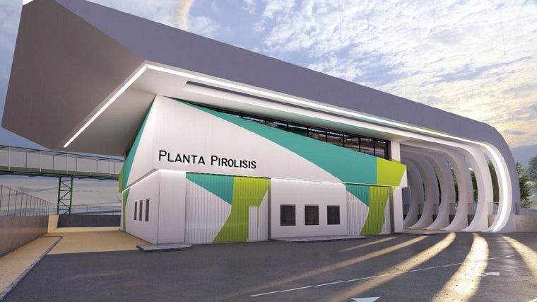 Infografía de la planta de pirólisis para residuos de plástico